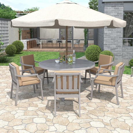 6-Person Outdoor Wooden Dinning Set - LuxNovaHub 