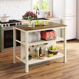 Solid Wood Rustic 45" Stationary Kitchen Island