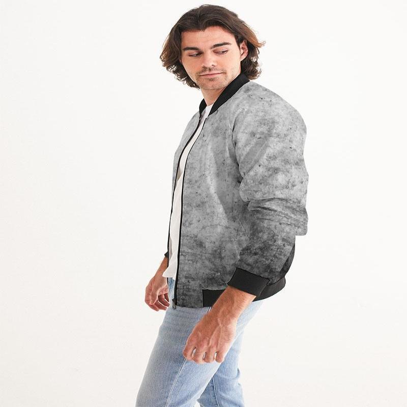 Mens Bomber Jacket, Grey And Black Tie Dye Pattern - LuxNovaHub 