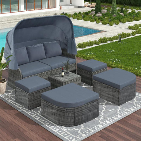 Outdoor Patio Furniture Set Daybed Sunbed - LuxNovaHub 