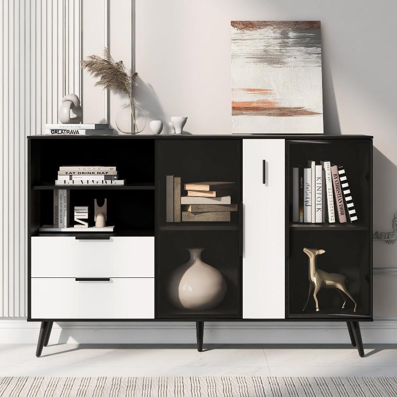 Cabinet with Two Drawers and Metal Handles - LuxNovaHub 