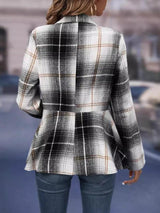 Plaid Button Up Long Sleeve Jacket - LuxNovaHub 