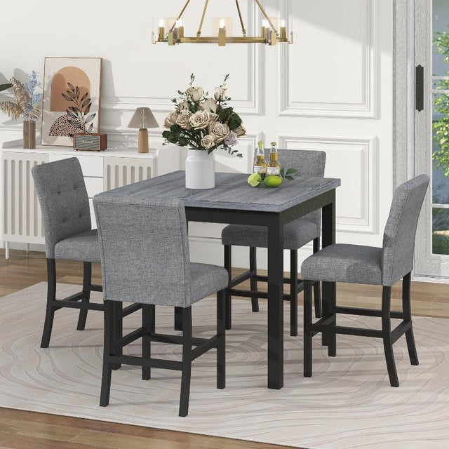 5-Piece Counter Height Dining Set Wood - LuxNovaHub 