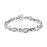 Diamond Double Leaf and Bezel Link Bracele - LuxNovaHub 