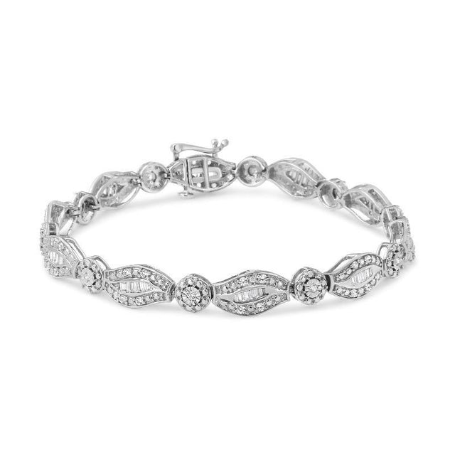 Diamond Double Leaf and Bezel Link Bracele - LuxNovaHub 