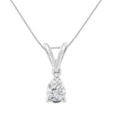 White Gold 1/5 cttw Diamond Pear Pendant Necklace - LuxNovaHub 