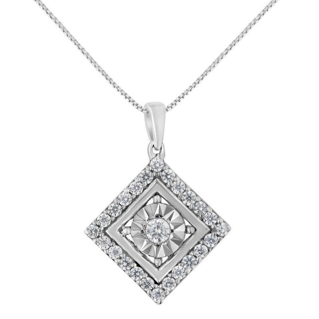 Diamond Square Pendant Necklace - LuxNovaHub 