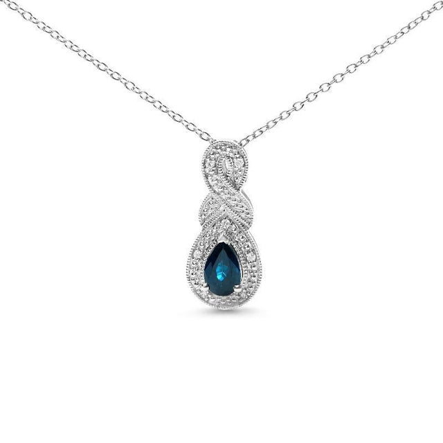 Pear Sapphire and Diamond Accent Infinity - LuxNovaHub 