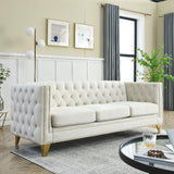 Velvet Sofa for Living Room,Buttons - LuxNovaHub 