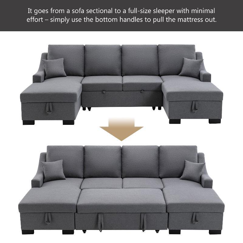 Upholstery Sleeper Sectional Sofa - LuxNovaHub 