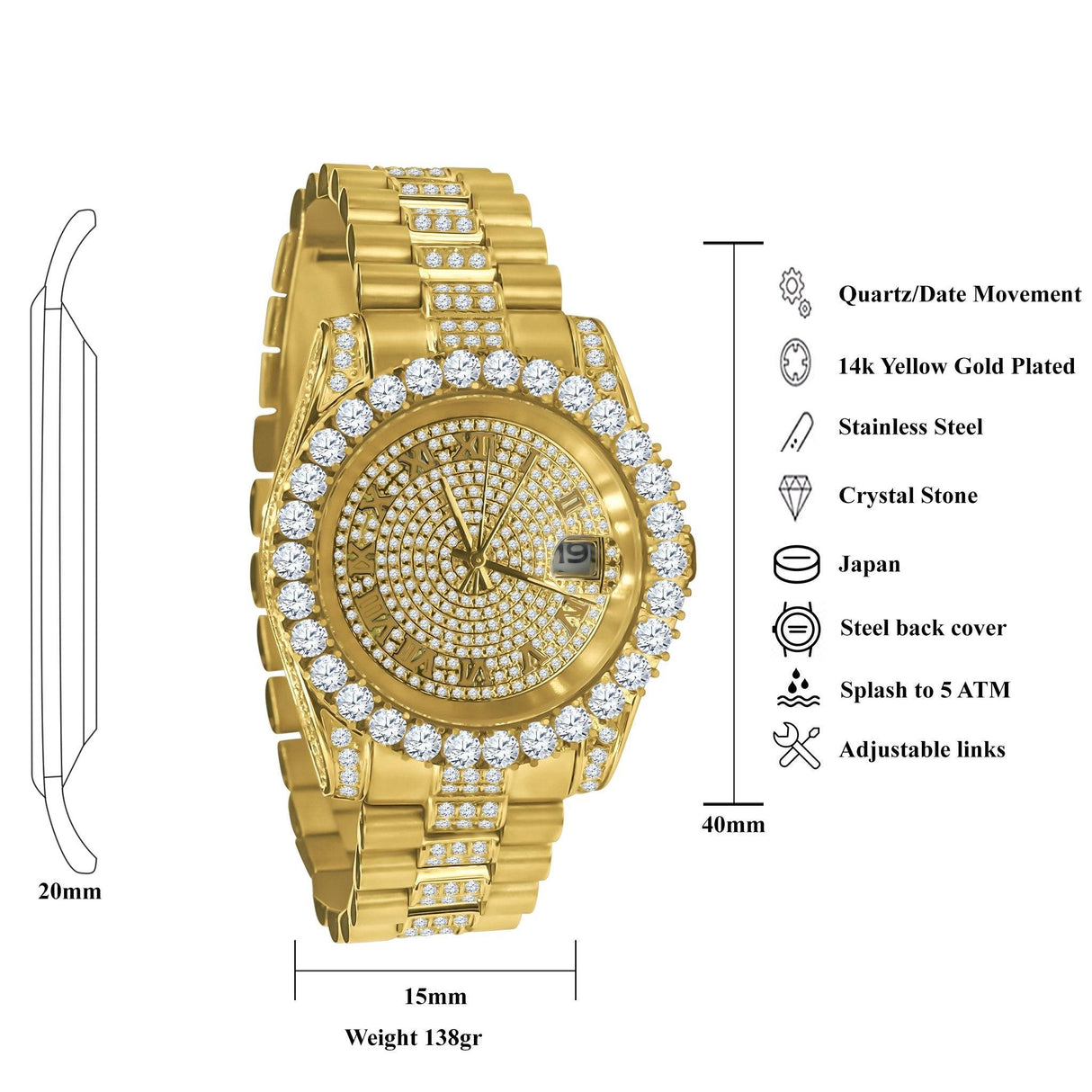 Forte Steel CZ Watch - LuxNovaHub 