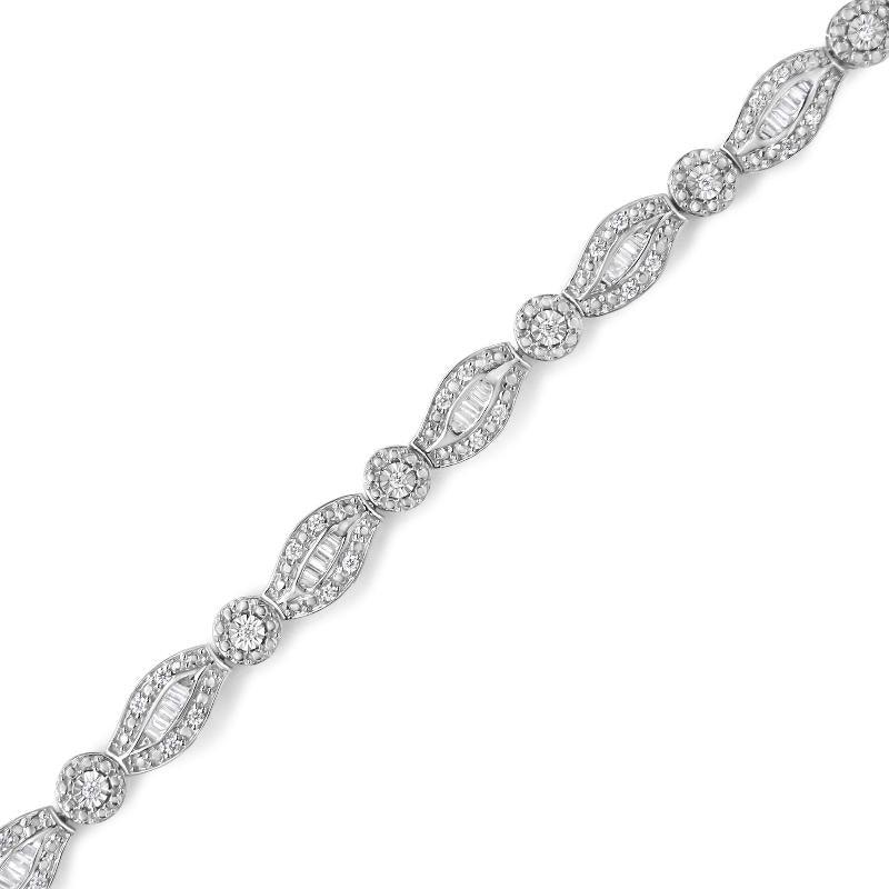 Diamond Double Leaf and Bezel Link Bracele - LuxNovaHub 