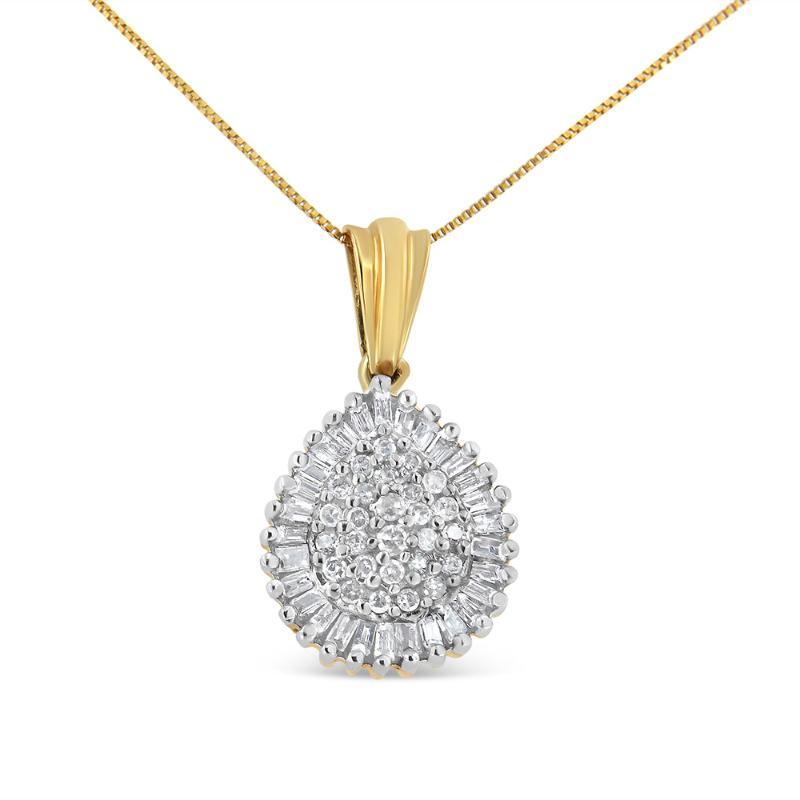 Gold 1/2 Cttw Round and Bagutte-Cut Diamond - LuxNovaHub 