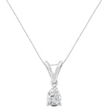 White Gold 1/5 cttw Diamond Pear Pendant Necklace - LuxNovaHub 