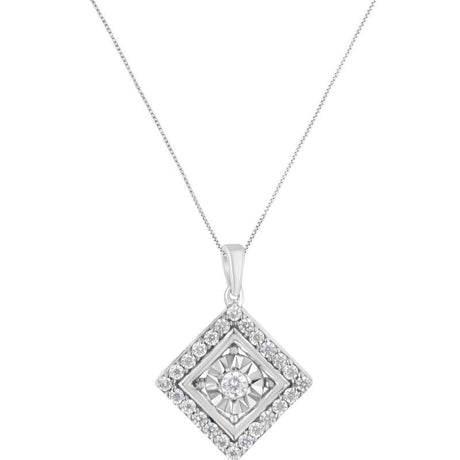 Diamond Square Pendant Necklace - LuxNovaHub 