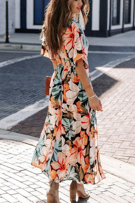 Floral midi dress - LuxNovaHub 