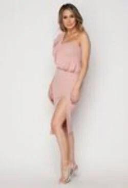 Bandeau Tuck Body-Conscious Dress in Pink - LuxNovaHub 