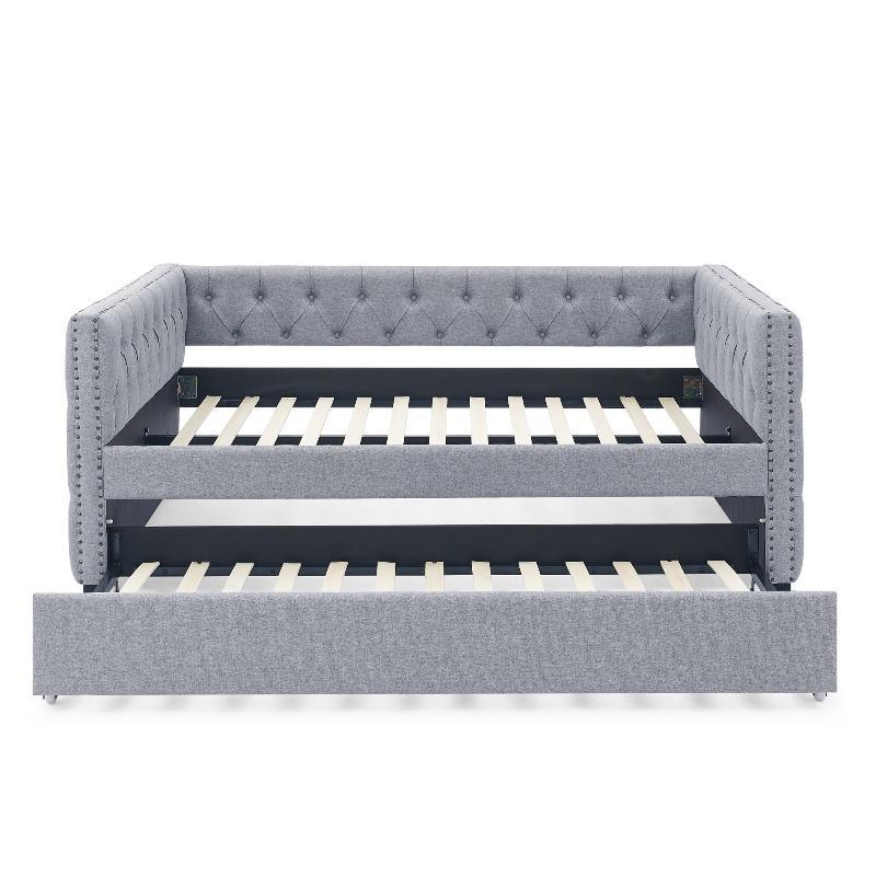 Daybed with Trundle Upholstered Tufted - LuxNovaHub 