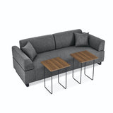 Linen Fabric 3 Seat Sofa with Two End Tables - LuxNovaHub 