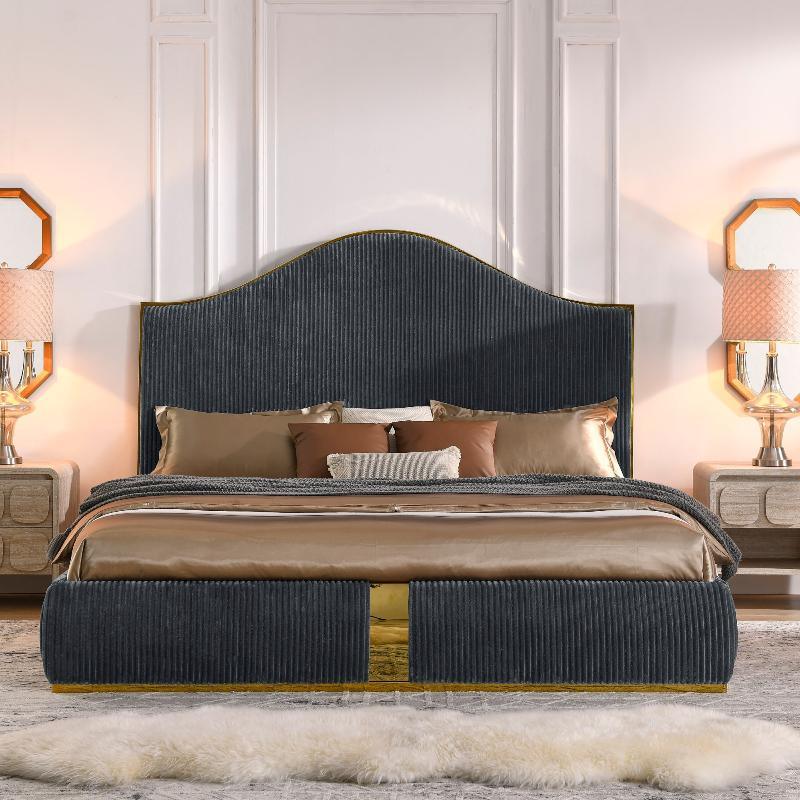 Corduroy Upholstered Bed Frame - LuxNovaHub 