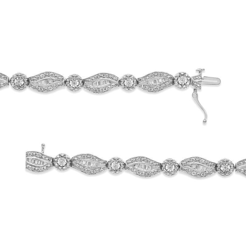 Diamond Double Leaf and Bezel Link Bracele - LuxNovaHub 