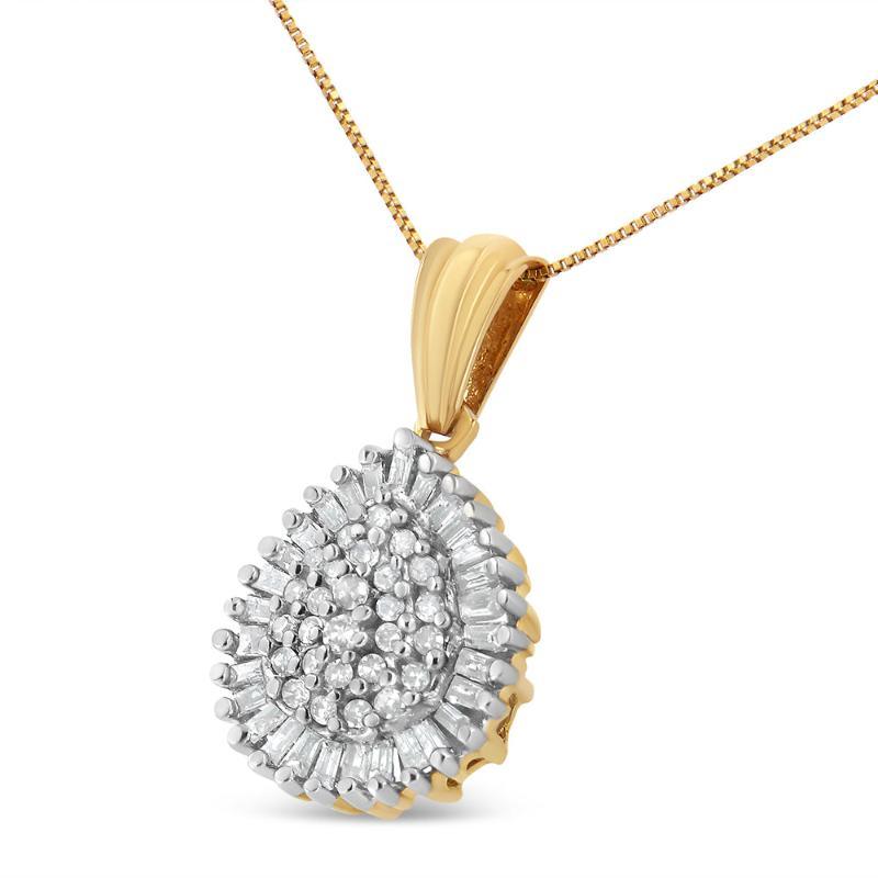 Gold 1/2 Cttw Round and Bagutte-Cut Diamond - LuxNovaHub 