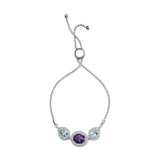 Silver Oval Amethyst and Pear Blue Topaz with Diamond - LuxNovaHub 