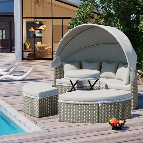 Patio Furniture Round Outdoor Sectional Sofa - LuxNovaHub 