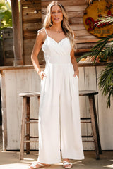 Pleated High Waist Wide Leg Jumpsuit - LuxNovaHub 