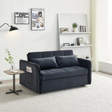 Twins Pull Out Sofa Bed Black Velvet - LuxNovaHub 