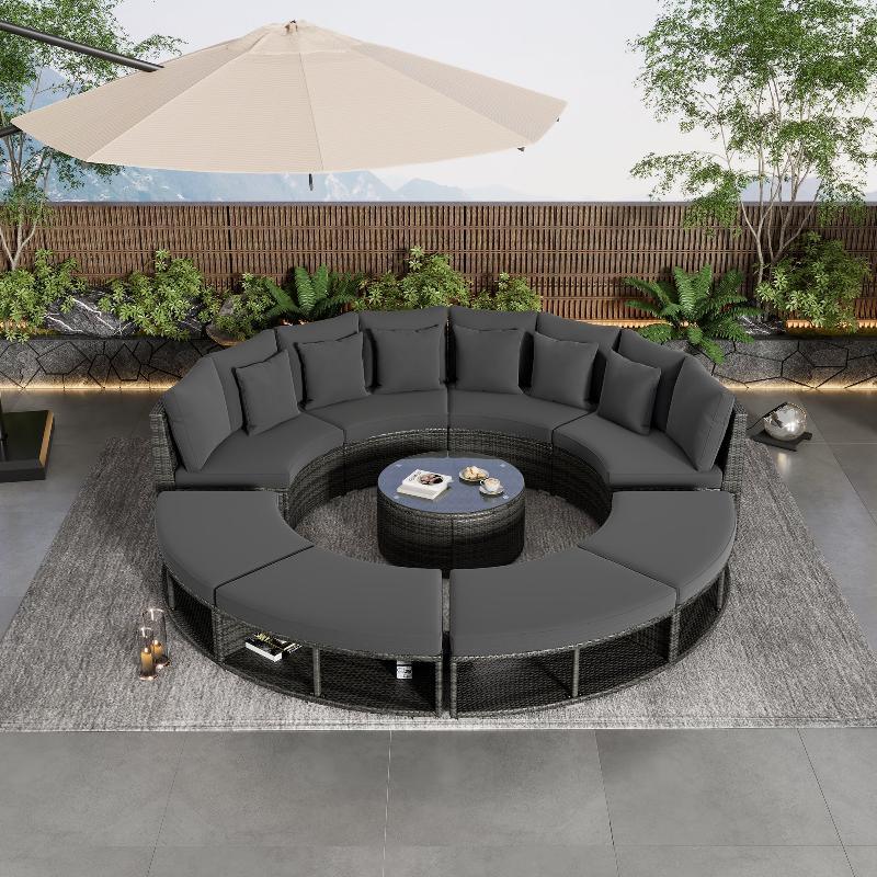 Furniture Luxury Circular Outdoor Sofa Set - LuxNovaHub 