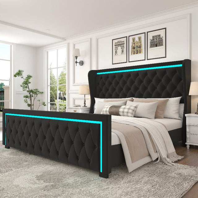 High Headboard Platform Bed - LuxNovaHub 