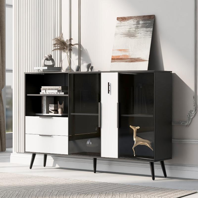 Cabinet with Two Drawers and Metal Handles - LuxNovaHub 