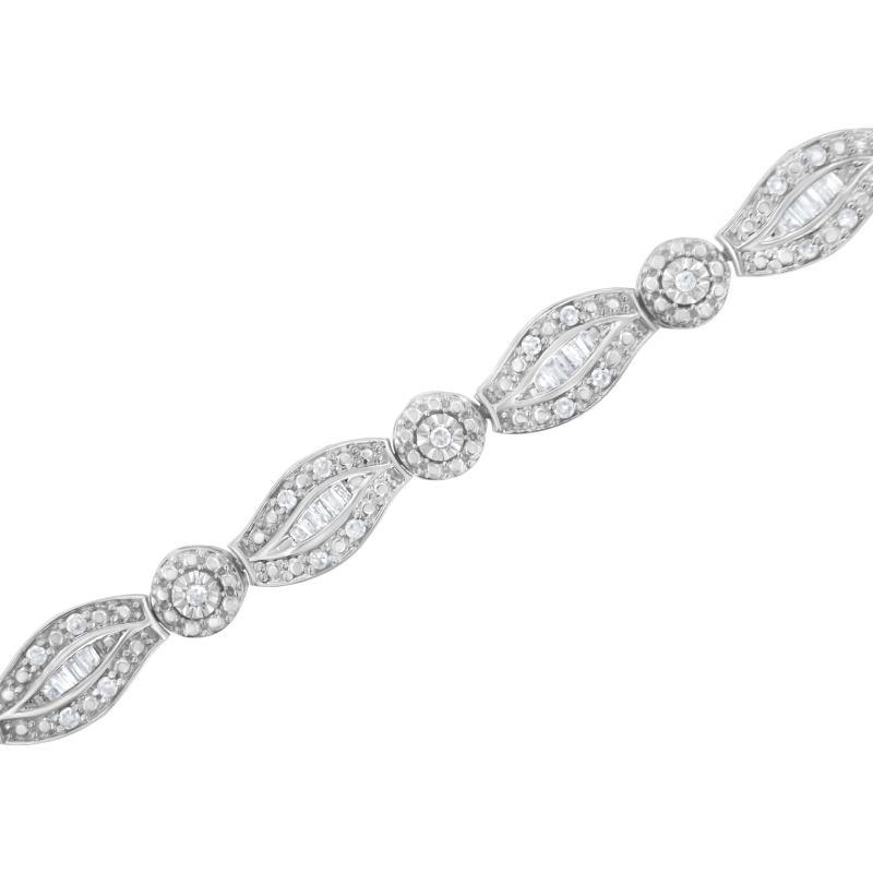 Diamond Double Leaf and Bezel Link Bracele - LuxNovaHub 