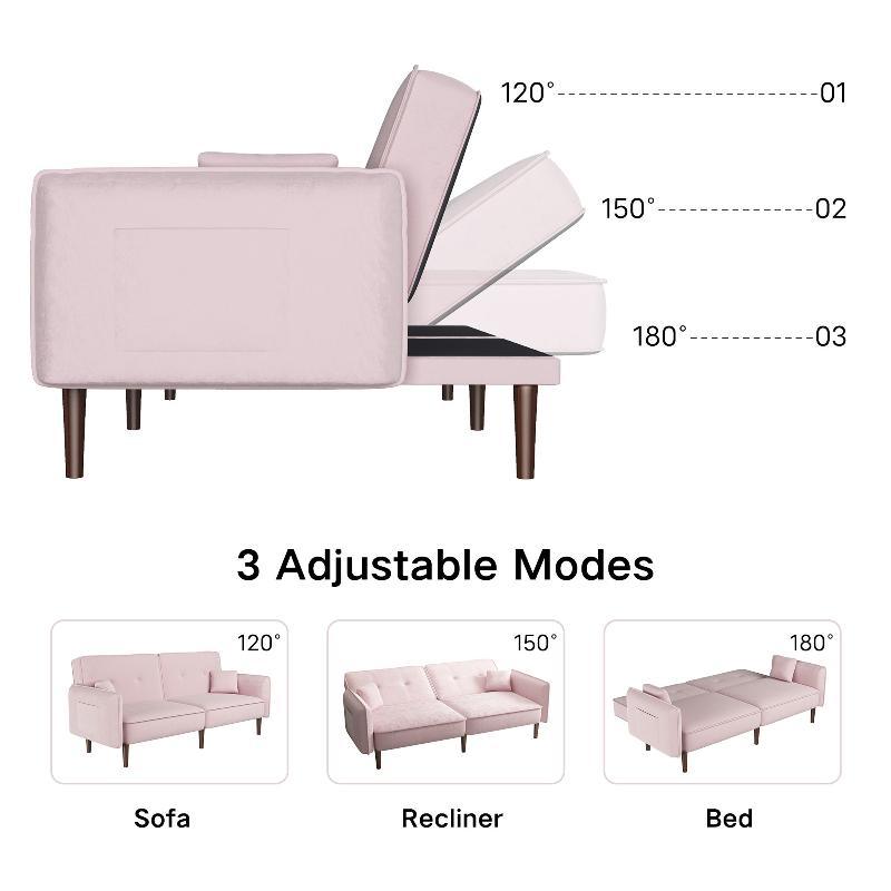 Convertible Sofa Bed with Wood Legs - LuxNovaHub 