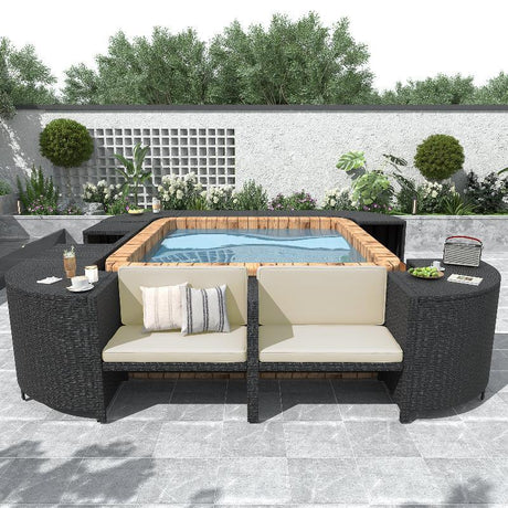 Spa Frame Quadrilateral Outdoor Rattan Sectional Sofa - LuxNovaHub 