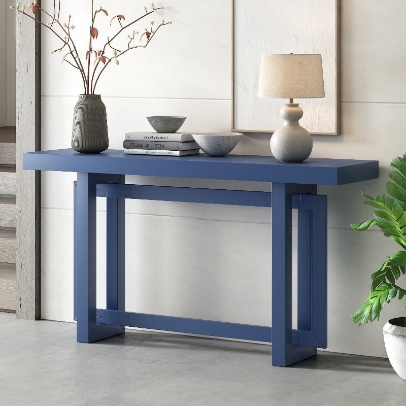 Contemporary Console Table with Wood Top - LuxNovaHub 