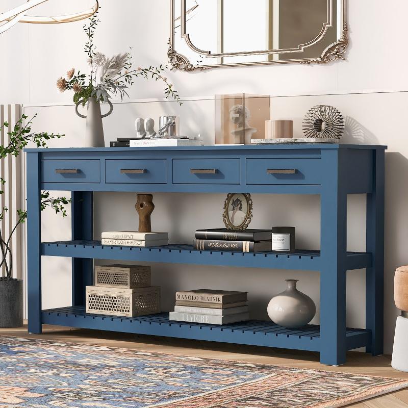 Stylish Entryway Console Table with 4 Drawers - LuxNovaHub 