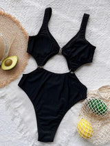 Cutout Plunge One-Piece Swimwear - LuxNovaHub 