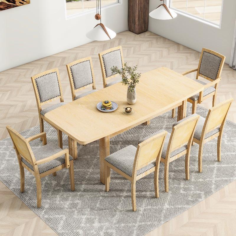 Rustic Extendable 84inch Dining Table Set - LuxNovaHub 