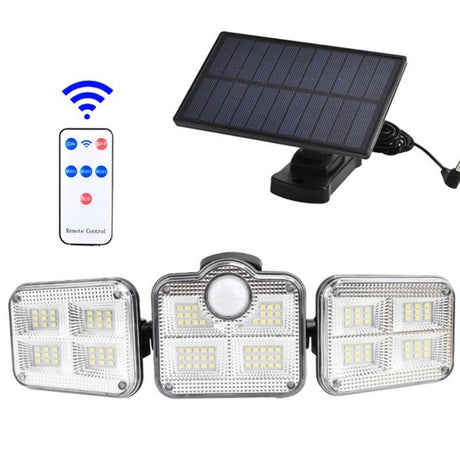 Solar Sensor Light 122 LED 3Head Outdoor - LuxNovaHub 