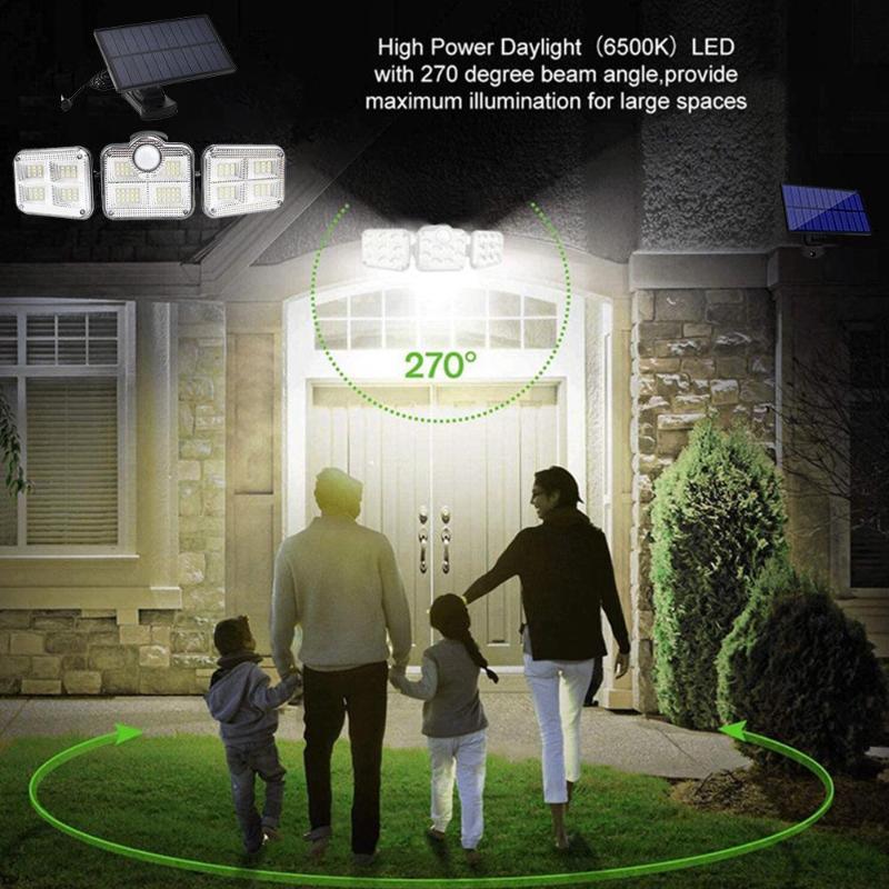 Solar Sensor Light 122 LED 3Head Outdoor - LuxNovaHub 