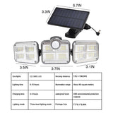 Solar Sensor Light 122 LED 3Head Outdoor - LuxNovaHub 