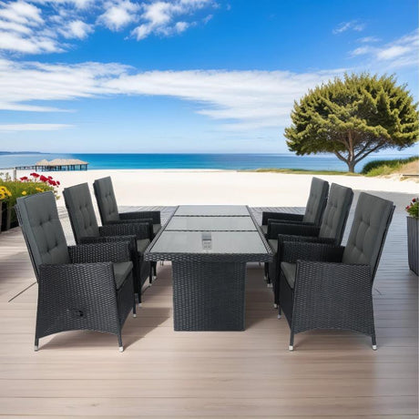 7 Piece Outdoor Patio Wicker Dining Set Patio - LuxNovaHub 