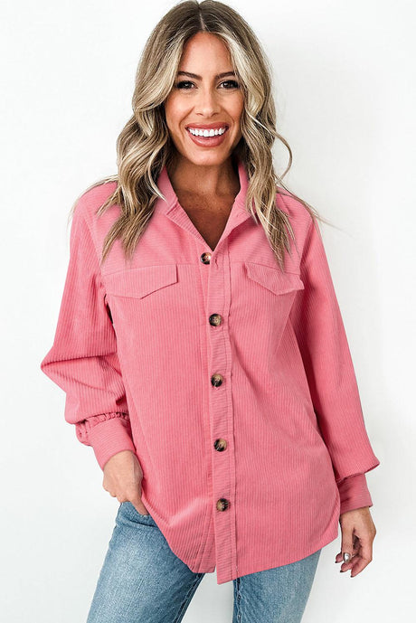 Bonbon Corduroy Button-Up Shacket - LuxNovaHub 