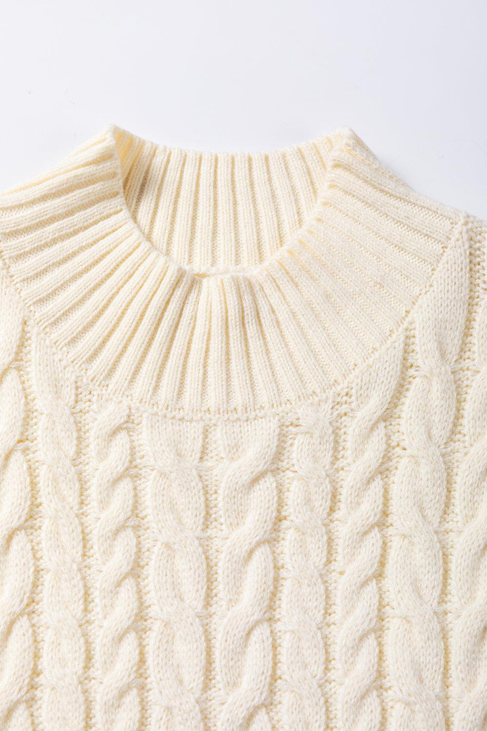 Oatmeal Cable Knit High Neck Sweater Vest - LuxNovaHub 