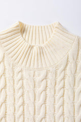 Oatmeal Cable Knit High Neck Sweater Vest - LuxNovaHub 