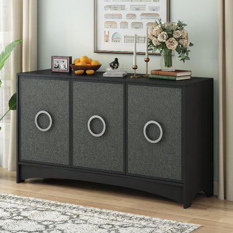 Curved Design Storage Cabinet with Three Doors - LuxNovaHub 