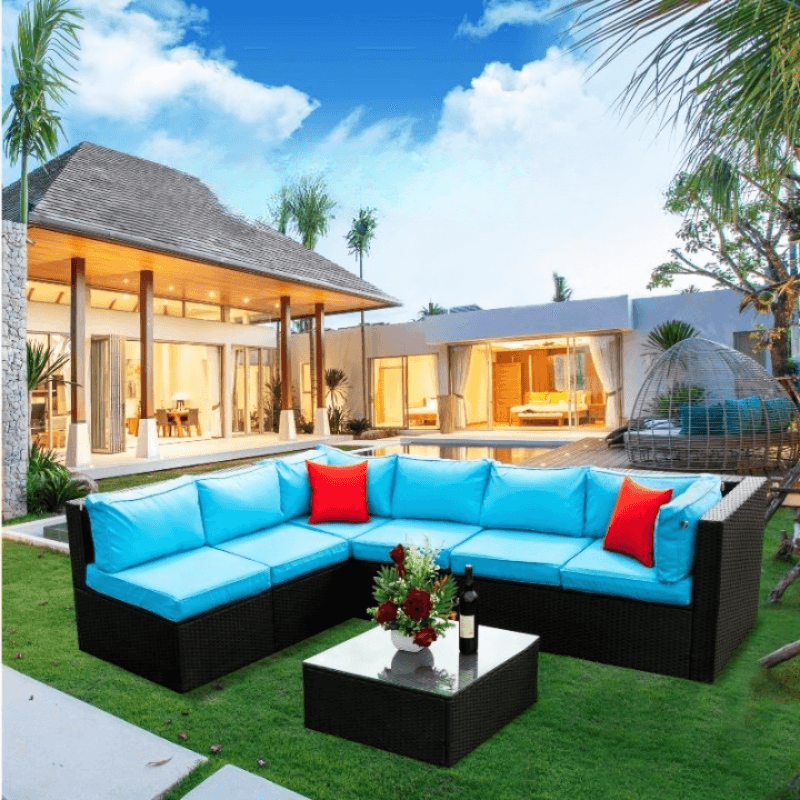 Rattan sectional Outdoor Furniture Cushioned - LuxNovaHub 