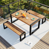 3-pieces Outdoor Dining Table With 2 Benches - LuxNovaHub 